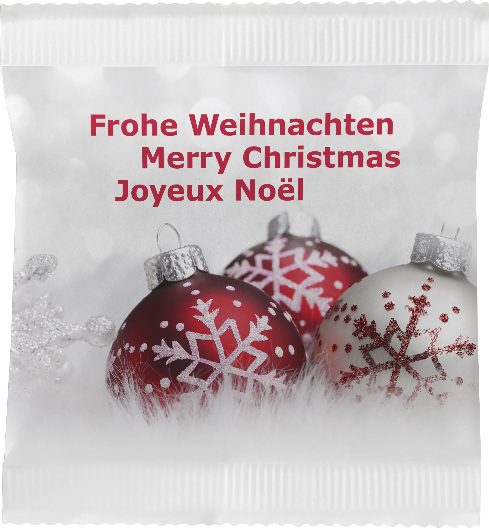 B) Weihnachtskugeln rot/weiß