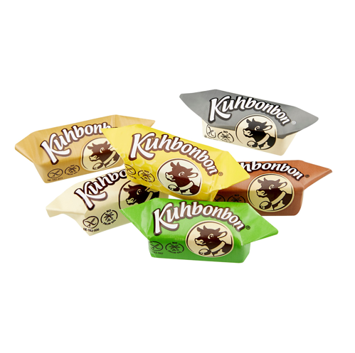 Kuhbonbons ® (Choco, Café, Milk & Honey, Classic, Creme Liquorice, Noisette), best before 6 months