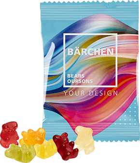 Süße Werbung, Fruchtgummi mit Logo